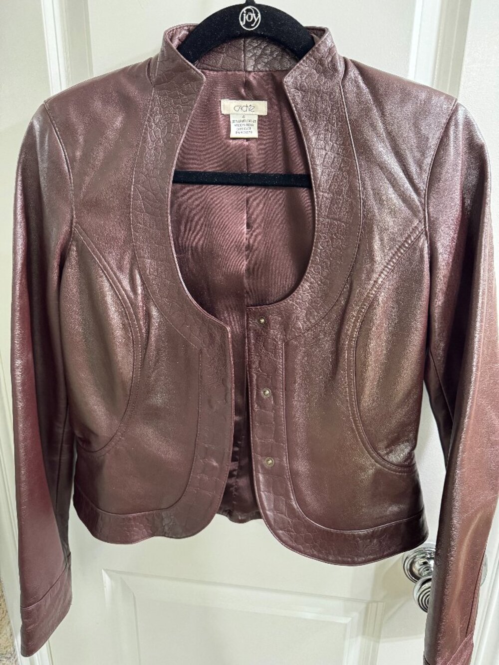 Cache Vintage Brown/Maroon leather jacket, EUC, size 4
